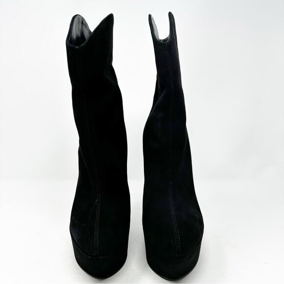 Giuseppe Zanotti Black Suede Platform Wedge Boots Size 38.5 - Picture 2 of 11